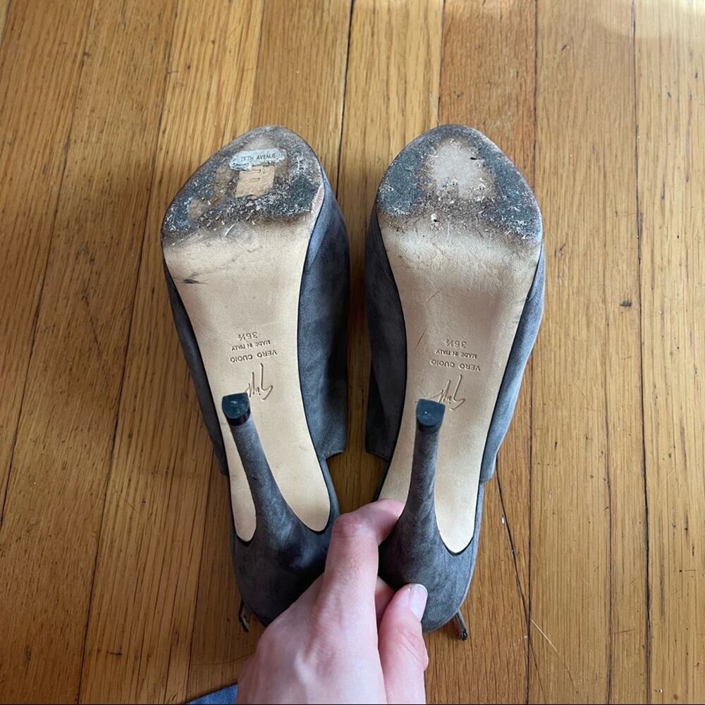 Giuseppe Zanotti Grey Patent Leather Peep Toe Six Inch Pumps - Picture 8 of 8